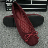 QUEEN Women Casual Flats Shoes Slip On Loafers Spring Autumn Flock Solid Flat Ballet Shoe Soft Moccasin Shallow