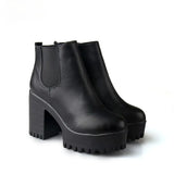 Mujer Fashion Women Boots Square Heel Platforms Zapatos Mujer PU Leather Thigh High Pump Boots Motorcycle