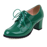 INS Hot Sale Ladies Colorful Lace Up High Heel Round Platform women's Pumps 2022 New Big Size 43 Elegant Comfy