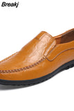 Brand Genuine Leather for Men Fashion Casual Shoes Slip on Loafers Breathable Black Driving Shoes Big Size Men