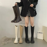 Women Long Boots Thick Sole Ladies Zipper Knight Flats Heel Boots Fashion Knee-high Boots botas mujer invierno Winter