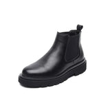 Breakj Boots Male Cotton Shoes High Top Leather Shoes Black Martin Boots Men Middle Top Leather Shoes