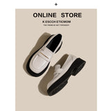 Women 2023 New Spring and Autumn Thick Bottom British Style Small Leather Shoes Casual Shallow Mouth Student Women