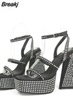 Sandals Woman Shoes Dropship 2023 Summer Brand New Great Quality Crystal Bling Sexy Woman Shoes Sandals Walking
