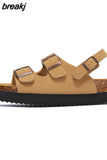 New Summer Women Beach Outside Platform Cork Slippers Med Heel Casual Non-slip Outdoor Sandals