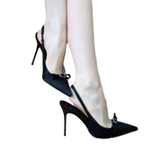 Breakj Spring And Summer New Densate High Heels Female Fine Heel Bow Temperament French Pointed Single Shoes