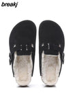 2023 New Buckle Cork Slipper Casual Women Solid Color Beach Outside Non-slip Closed Toe