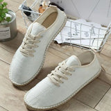 Men Canvas Shoes Breathable Men's Loafers Slip On Solid Black White Hemp Wrap Mens Shoes Espadrilles