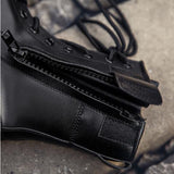 Toe Men Military Boots Leather Safety Shoes for Men Spring Fashion Lace Up Black Ankle Platform Motorcycle