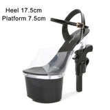 Women's Shoes Stripper Heels Platform Sandals Mules High Heels 17.5 cm Transparent Strip Pole Dance Pistol Heel Size