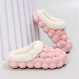 Women Winter Fur Warm Cotton Slippers Indoor Home Couple Funny Bubble Shoes Comfy Plush Non Slip House Slippers Woman Plus