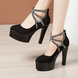 Cheongsam Catwalk High-Heeled Women's Pointed Waterproof Platform Thick Sole 40-43 Large Model Performance