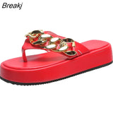New Summer Fashion Chain Flip-flops Sandal Shoes Woman Flat Platform Casual Comfortable Outdoor Sports Beach