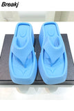 Platform Women Slippers Summer Square Toe Brand Satin Sandals WomenSexy High Heels Shoes Beach Sandals Flip Flops