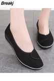 White Flat Middle Wedge Heel Women's Summer Canvas Shoe 2023 Hollow Breathable White Flats Footwear Ladies Nurse