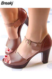 Female Sandals Chunky Heel Women Sandals Summer elderly Ankle Strap Elegant Ladies Shoes High Heel Peep Toe Leather