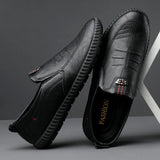 Business Leather Men Shoes Summer Slip on Loafers Men Casual Leather Shoes Black Flats Driving Shoes