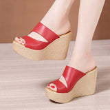 Super High Heel Slippers Women's Muffin Thick Soles Waterproof Table Fashionable Small Size 32-33 Slope Heel Sandals