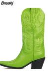 Cowboy Western Boots Great Quality 2023 Spring Summer Brand Design Shining Embroidery Fashion Mid-calf Boots