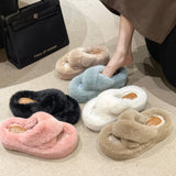 Size Woolen Slippers For Women In Autumn And Winter 2023 New Home Wear Plush And Thick Soles Cross Wool