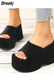High Heeled 2023 New Fashion Women Sandals European Style Street Printed Sandals Slipper Vintage Comfy Walking