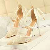Breakj Sexy Heels Mesh Lace Cut Out
