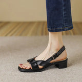Size Sandals Women's 2022 Summer New Korean Version with Skirts Low-heeled Women's Word Buckle Through Roman