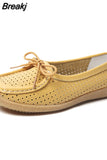 Women Flats Summer Women Genuine Leather Shoes With Low Heels Slip On Casual Flat Shoes Women Loafers Soft Nurse Ballerina