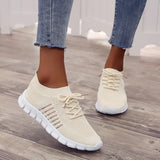 Sneaker Round Head Mesh Women Flat Shoes Breathable Trainer Walking Platform Buttom Casual Sneaker Lace Up Tenis