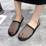 and The United States Hollow Mesh Small Weave Roman Sandals New Fashion All Round Head Flat Baotou Drag
