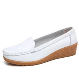 Women's Flats Genuine Leather Shoes Woman Casual Ladies Shoes Slip On Ballet Flats Women Walking Ladies Plus Size