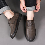 men loafers slip on Autumn Brand Men's Casual Shoes Fashion Leather Shoes for Men Soft Bottom Business Leather Flat Shoes