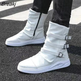 and Winter Men's Boots Boots Men's Shoes Zipper Leather Boots High-top Metal Buckle Short Boots