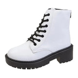 Chunky Platform Combat Boots Women 2023 Back Zipper Pu Leather Ankle Boots Woman Punk Thick Bottom Motorcycle Botas