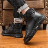 Men Genuine Cow Boots Leather Winter Ankle Boots for Men Men Winter Wootten Brand Men's Winter Boots Mid-heel Pointed