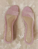Summer New Mid-heeled 6.5CM Transparent Sequined Slippers Women Platform Sole Wedges Sandals Women Comfortable Beach
