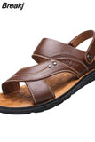 Summer New Men's Genuine Leather Sandals Men's Fashion Leather Beach Shoes Plus Size Casual Sandals Slippers for
