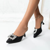 Women Pumps luxury Crystal Slingback High heels Slippers Summer bride Shoes Comfortable Heeled Party Wedding