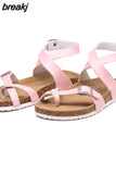 Fashion Cork Sandals 2023 New Women Casual Summer Beach Gladiator Non-slip Buckle Strap Sandalias