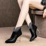 sale Peacock Pattern Embossed Leather Boot Woman Ankle Boots Low Heel Party Women's Winter Shoes 2022 Female Footware