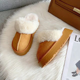 Slippers Women Winter Plush Sandals Luxury Slip on Platform Slides Female Thick Sole Designer Cotton Home