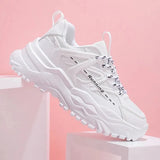 Pink Platform Sports Shoes for Women 2023 Autumn Non Slip Chunky Sneakers Woman Fashion Couple Student Thick Sole Dad
