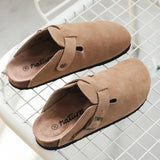 Hot Popular Women's Closed Toe Cork Slippers Mule Clogs Cork Sandals For Women Split Leather Garden Slides Cork