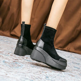 Women's Boots 2023 Autumn Winter Botines Chelsea Short Platform Shoes Chunky Elegant Ankle Black Free Shipping and Low