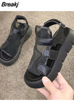 Women 2023 Summer New Fashion Thick-bottomed Breathable Eugene Yarn Mesh Magic Paste Roman