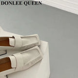 Women Casual Loafers Simple Style Square Toe Low Heels Pumps Fashion British Moccasin Female Slip On Shoes For Party Dress