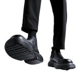 Breakj Head Shoes Men Ins Martens Black Round Head Thick Sole Casual Leather Chelsea Boots