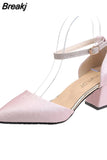 Summer New High Heels Shoes Fashion Sexy Pointed Shoes Banquet Party High Heels Ladies Sandals Square Heel Zapatos