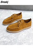 Sole Casual Shoes New Fashion Round Head Solid Spring and Autumn Suede Strapping Women's Large Flat