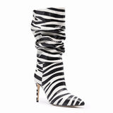 Furtado 2023 Spring Autumn Fashion boots stilettos heels mid calf Boots Elegant sexy pleated boots big size